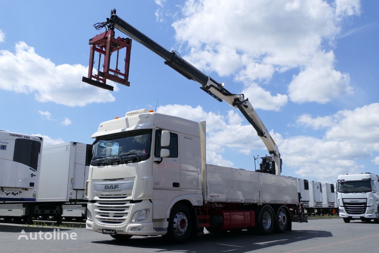 tovornjak tovorna ploščad DAF XF 460 / 6X2 / BOX - 6,5 M + CRANE PALFINGER PK 18001 / SADDLE