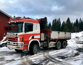 tovornjak tovorna ploščad Scania P124 *AWD *4x4 *3 axles *DUMPER+crane PALFINGER 24500+WINCH *3 W