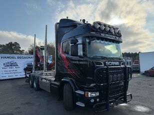 tovornjak za prevoz lesa Scania R730 6X4, Euro 6, Retarder, Hub-reduction, 2014 + Crane, 2018